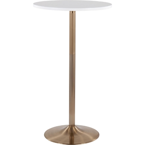 Pebble 23" Adjustable Dining to Bar Table in White Wood & Gold Metal